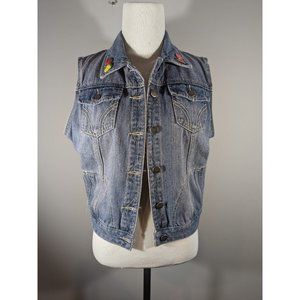Women‎ M Vegan Animal Lover Patchwork Custom Denim Vest